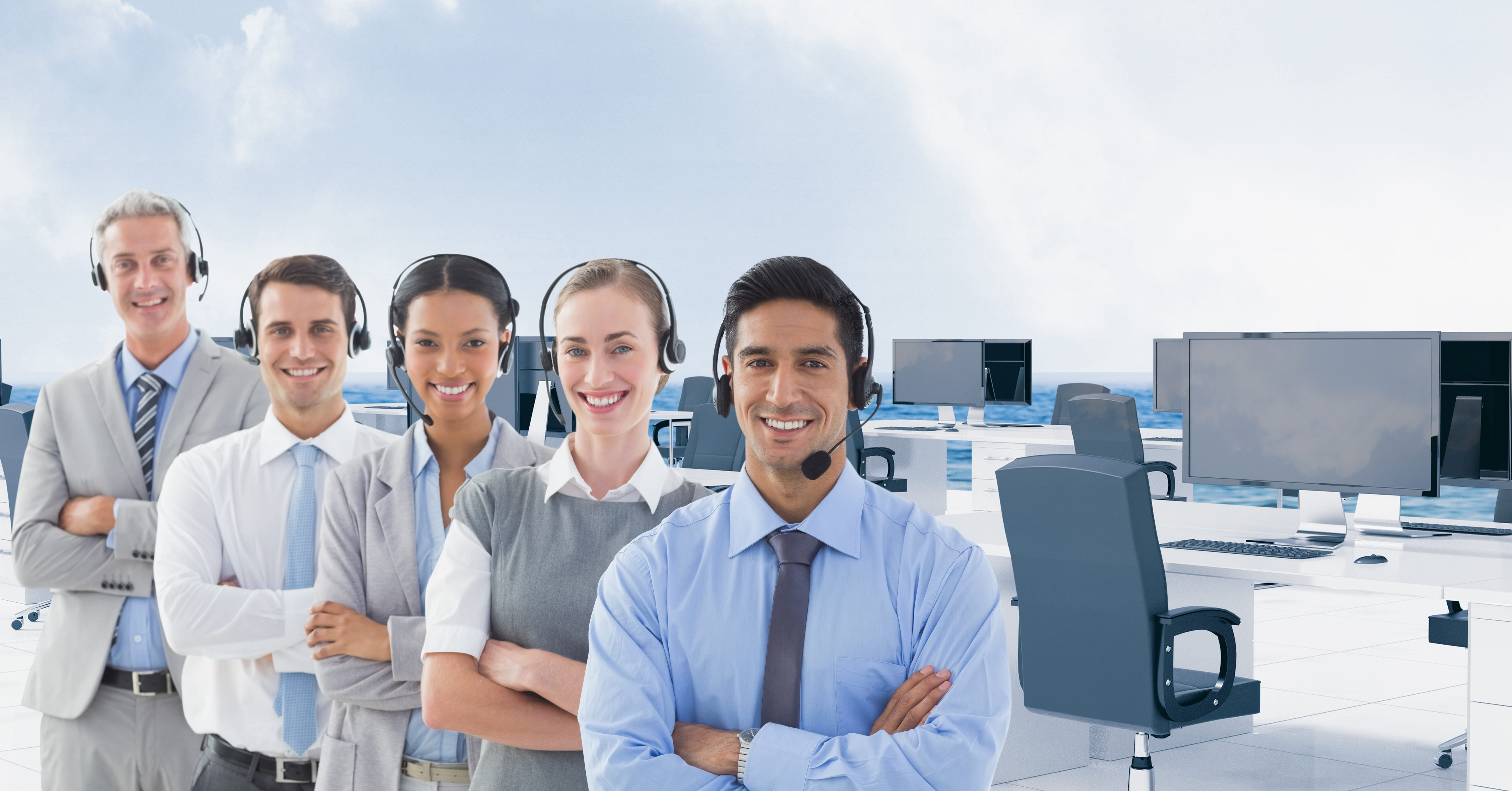 Sales support team providing customer support